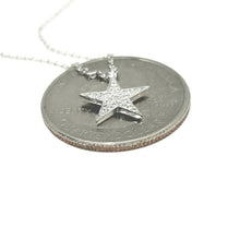 Load image into Gallery viewer, 14k white Gold 0.09Ct Diamond star necklace gift for her 18&quot; adjustable chain
