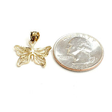 Load image into Gallery viewer, New 14k yellow Gold butterfly Pendant charm filigree gift fine jewelry 1.1g
