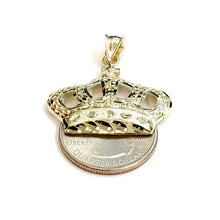 Load image into Gallery viewer, 10k yellow gold crown pendant charm fine jewelry gift necklace diamond cut 2.8g
