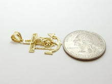 Load image into Gallery viewer, New 10k solid yellow Gold Jesus anchor and wheel Pendant charm fine jewelry 1.8g
