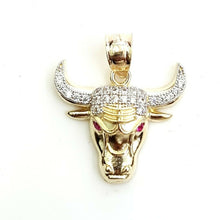 Load image into Gallery viewer, 14k yellow Gold Taurus bull zodiac Pendant charm zirconia fine gift jewelry 2.9g
