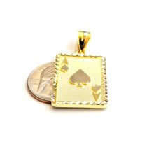 Load image into Gallery viewer, 10k yellow Gold Ace of spade Pendant playing card gambling fine jewelry 4.9g
