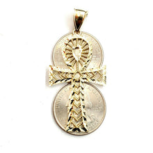 Load image into Gallery viewer, New 10k yellow gold Egyptian ankh cross pendant charm diamond cut religious 4.2g
