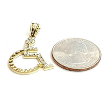 Load image into Gallery viewer, 10k yellow Gold handicap disability Pendant charm diamond cut fine jewelry 1.7g
