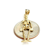 Load image into Gallery viewer, 14k yellow Gold Skeleton Skull mummy Bone Pendant charm Gift fine jewelry 2.9g
