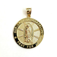 Load image into Gallery viewer, 10k yellow gold round virgin Mary Guadalupe pendant charm fine gift 1.44" 8.1g
