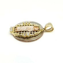 Load image into Gallery viewer, New 14k Gold two tone oval saint Jude juda Pendant charm cubic zirconia 2.9g
