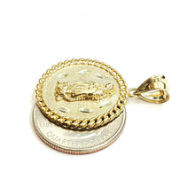Load image into Gallery viewer, 10k yellow gold round virgin Guadalupe Pendant fine religious jewelry 0.97" 4g
