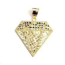 Load image into Gallery viewer, 10k yellow gold diamond shape pendant charm fine gift jewelry diamond cut 5.8g
