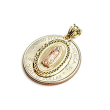 Load image into Gallery viewer, 10k gold oval virgin Mary Guadalupe pendant charm fine religious jewelry 1.7g
