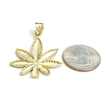 Load image into Gallery viewer, 10k yellow gold marijuana leaf weed pendant charm fine gift medical jewelry 3.5g
