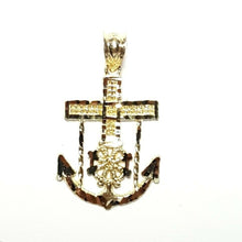 Load image into Gallery viewer, 10k yellow Gold anchor and wheel Pendant charm fine gift religious jewelry 1.4g
