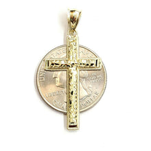 Load image into Gallery viewer, New 10k yellow gold nugget cross pendant charm fine jewelry religious gift 1.9g
