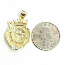 Load image into Gallery viewer, 10k yellow Gold lion head face crown Leo zodiac Pendant charm fine jewelry 2.5g
