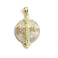Load image into Gallery viewer, New 10k yellow gold nugget cross pendant charm fine jewelry religious gift 1.6g

