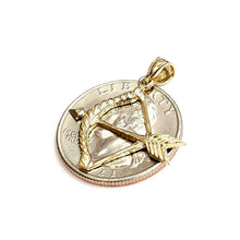 Load image into Gallery viewer, New 14k yellow Gold Bow and Arrow Hunting Pendant Charm gift fine Jewelry 1.6g

