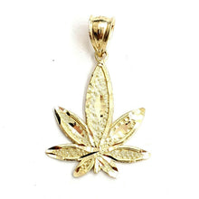 Load image into Gallery viewer, New 10k yellow gold marijuana leaf weed pendant diamond cut medical jewelry 1.6g

