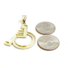 Load image into Gallery viewer, 10k yellow Gold handicap disability Pendant charm diamond cut fine jewelry 3.7g
