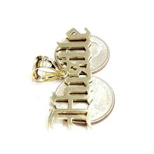 Load image into Gallery viewer, New 10k yellow Gold Hustle word Pendant charm polished shiny fine jewelry 6.3g
