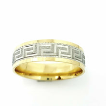 Load image into Gallery viewer, Men Women new 10K Greek key two tone Gold Wedding Band Comfort Fit 6MM Size 8
