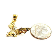 Load image into Gallery viewer, New 14k yellow gold 3D flying bat pendant charm gift fine jewelry polished 3.4g
