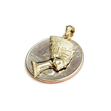 Load image into Gallery viewer, 14k solid yellow Gold Egyptian Nefertiti head queen Pendant fine jewelry 1.9g
