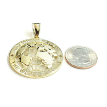 Load image into Gallery viewer, 10k yellow gold round globe planet earth world map pendant fine gift 1.58" 7.2g
