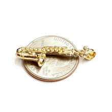 Load image into Gallery viewer, 14k yellow Gold 3D solid Saxophone Pendant charm gift instrument jewelry 3.6g
