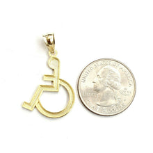 Load image into Gallery viewer, 10k yellow Gold handicap disability Pendant charm diamond cut fine jewelry 1.7g
