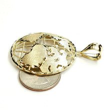 Load image into Gallery viewer, New 10k yellow gold round globe planet earth world map pendant jewelry 1.61" 9g
