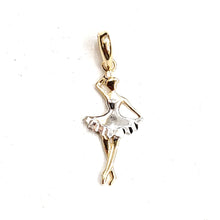 Load image into Gallery viewer, 14k two tone Gold ballerina dancer Pendant gift for her fine jewelry gift 0.8g

