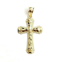 Load image into Gallery viewer, New 10k yellow gold nugget cross pendant charm fine jewelry religious gift 2.1g
