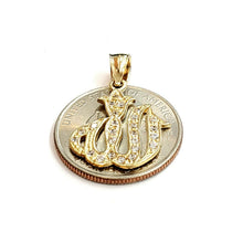 Load image into Gallery viewer, 10K Yellow Gold Allah Islamic God zirconia Pendant Charm religious jewelry 2.2g

