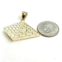 Load image into Gallery viewer, 10k yellow solid Gold Egyptian pyramid eye Pendant diamond cut fine jewelry 6.4g
