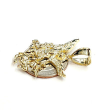 Load image into Gallery viewer, New 10k yellow gold saint Michael pendant charm fine religious gift jewelry 3.9g
