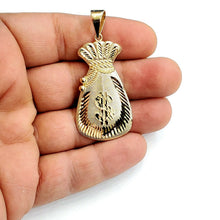 Load image into Gallery viewer, 14k yellow gold dollar sign money bag lucky pendant charm gift fine jewelry 6.5g
