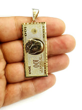 Load image into Gallery viewer, 14k yellow gold 100 dollar bill money lucky pendant charm fine jewelry 9.8g
