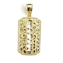 Load image into Gallery viewer, 10k yellow gold nugget razor blade pendant charm diamond cut fine Jewelry 6.7g

