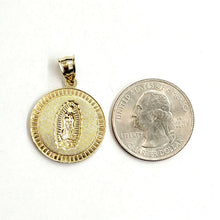 Load image into Gallery viewer, 10k gold round virgin Mary Guadalupe pendant charm gift fine jewelry 0.86" 2.6g
