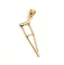 Load image into Gallery viewer, 14k yellow Gold 3D crutch handicap muleta de san lazaro Pendant fine jewelry 1.4g
