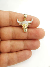 Load image into Gallery viewer, 14k yellow Gold Taurus bull zodiac Pendant cubic zirconia fine gift jewelry 3.2g
