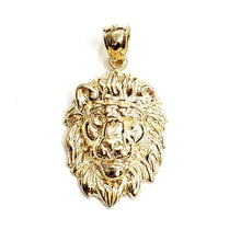 Load image into Gallery viewer, 14k yellow solid Gold lion Leo head face zodiac Pendant charm fine jewelry 4.7g
