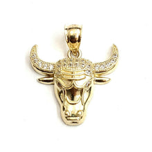 Load image into Gallery viewer, 10k yellow Gold Taurus bull zodiac Pendant cubic zirconia fine gift jewelry 2.8g
