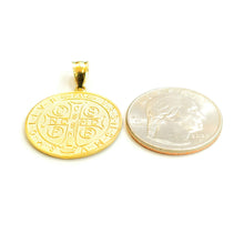 Load image into Gallery viewer, 14k gold two tone round saint Benedict San Benito pendant religious 0.96" 3.6g
