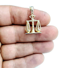 Load image into Gallery viewer, 14k yellow Gold 3D libra zodiac sign Pendant scale charm fine gift jewelry 4.4g
