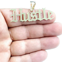 Load image into Gallery viewer, New 10k yellow Gold Hustle word Pendant charm polished shiny fine jewelry 6.3g
