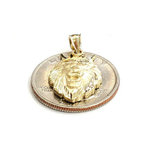 Load image into Gallery viewer, New 14k yellow Gold lion head face with crown Leo Pendant charm fine gift 2.4g

