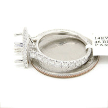 Load image into Gallery viewer, 1.14Ct Natural Diamond 14k White Gold Semi Mount halo Ring square center sz 6.5
