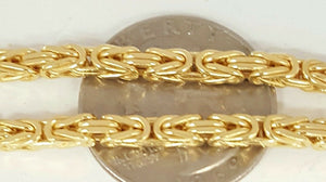 Men Women 10K solid Yellow Gold 3.3mm Byzantine Link Chain Necklace 29.75" 51.2g