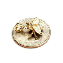 Load image into Gallery viewer, 14k yellow Gold solid honey bee 3D Pendant charm gift fine jewelry 1.5g
